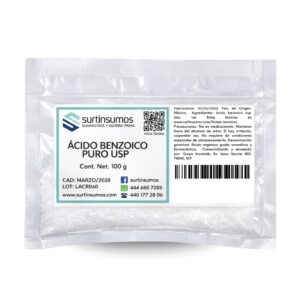 Ácido Benzoico Puro USP Conservador Cosmético y Alimenticio